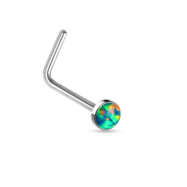 Neus stud piercing met gekleurde opaal steen - Afbeelding 2
