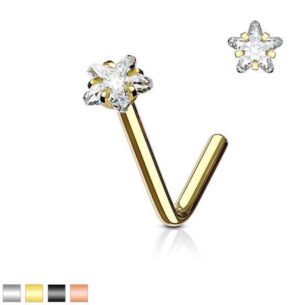 Neus stud piercing met ster CZ prong-set