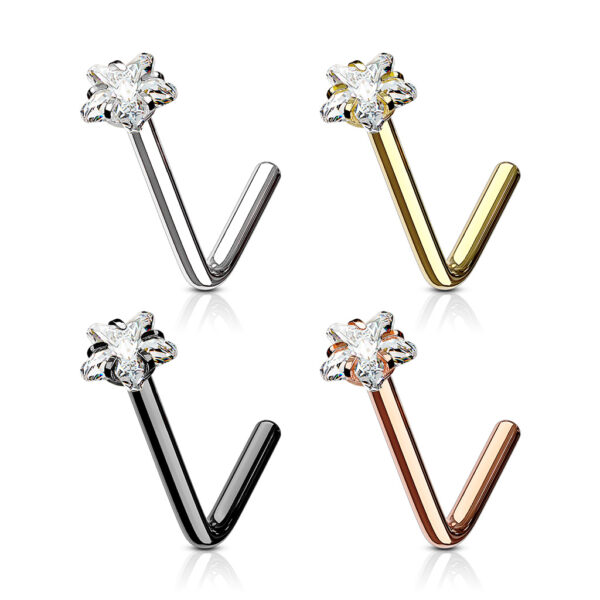 Neus stud piercing met ster CZ prong-set - Afbeelding 3