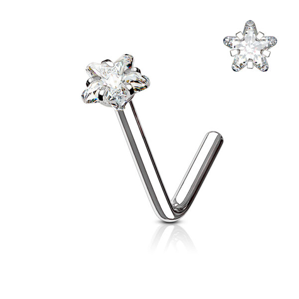 Neus stud piercing met ster CZ prong-set - Afbeelding 4