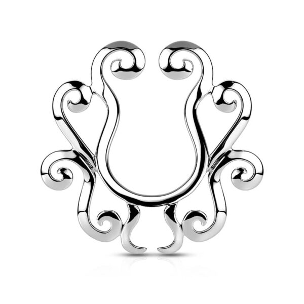 Fake clip-on piercing met tribal motief zilverkleurig