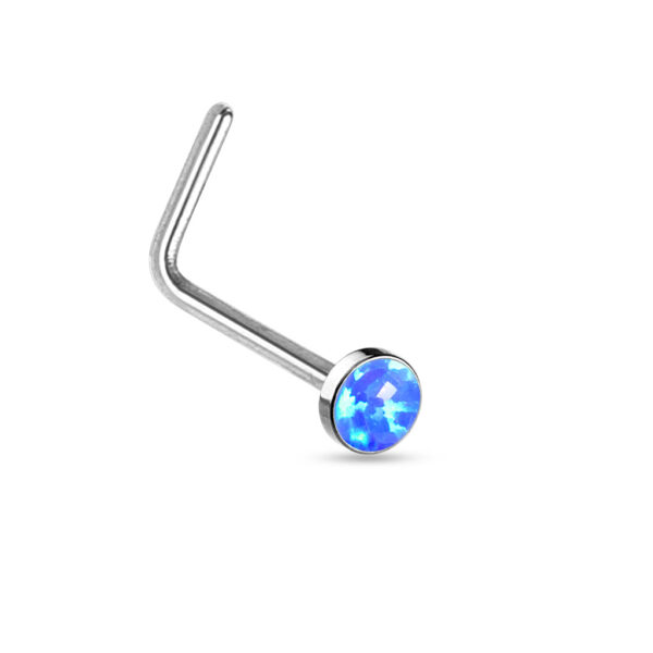 Neus stud piercing met gekleurde opaal steen - Afbeelding 3