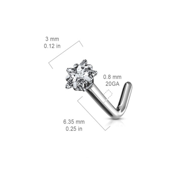 Titanium neus stud piercing met helder sterretje prong-set - Afbeelding 2