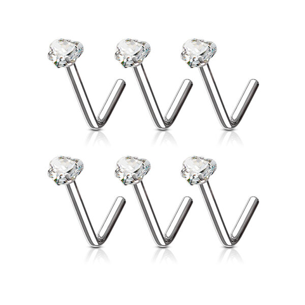 Neus stud piercing met hart CZ prong-set - Afbeelding 2