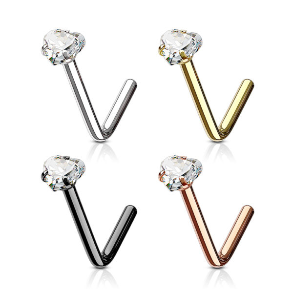 Neus stud piercing met hart CZ prong-set - Afbeelding 3