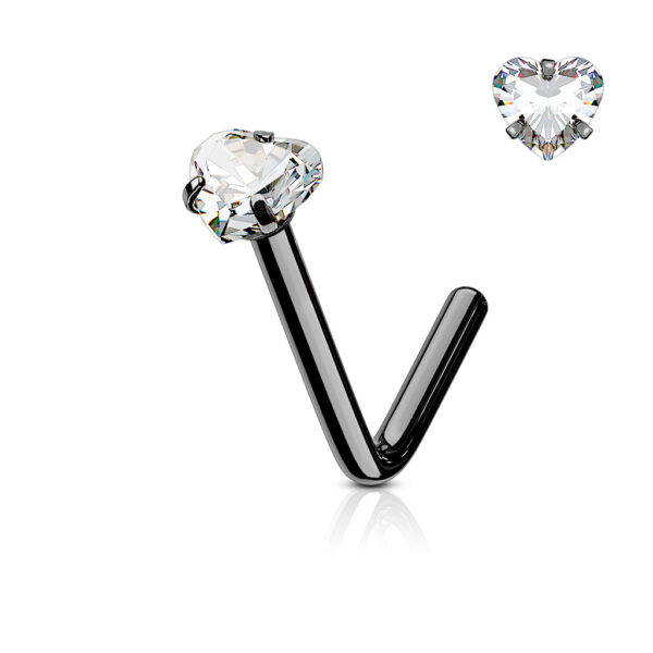 Neus stud piercing met hart CZ prong-set - Afbeelding 6