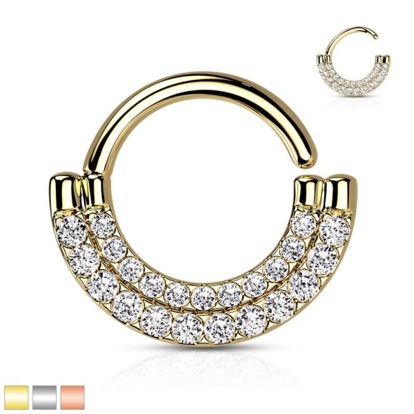 Ring van brass met dubbele CZ steentjes
