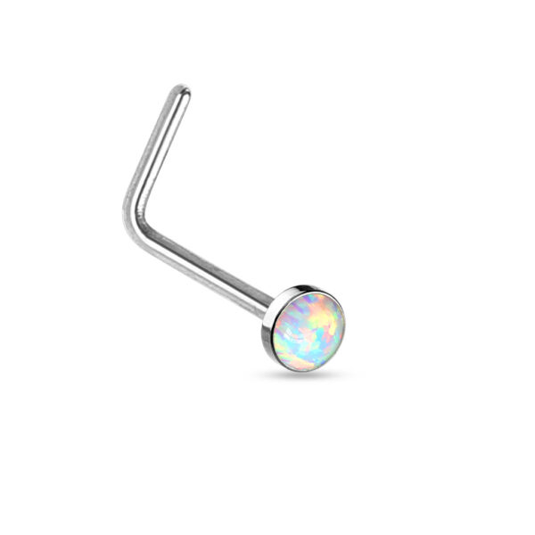 Neus stud piercing met gekleurde opaal steen - Afbeelding 4