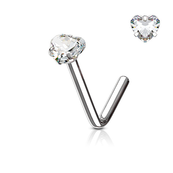 Neus stud piercing met hart CZ prong-set - Afbeelding 8