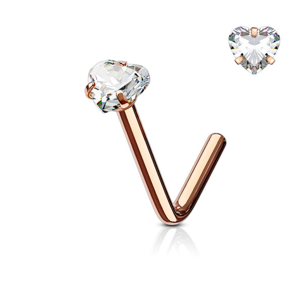 Neus stud piercing met hart CZ prong-set - Afbeelding 11