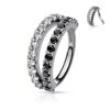 Dubbele piercing ring met ingelegde CZ steentjes - Afbeelding 8