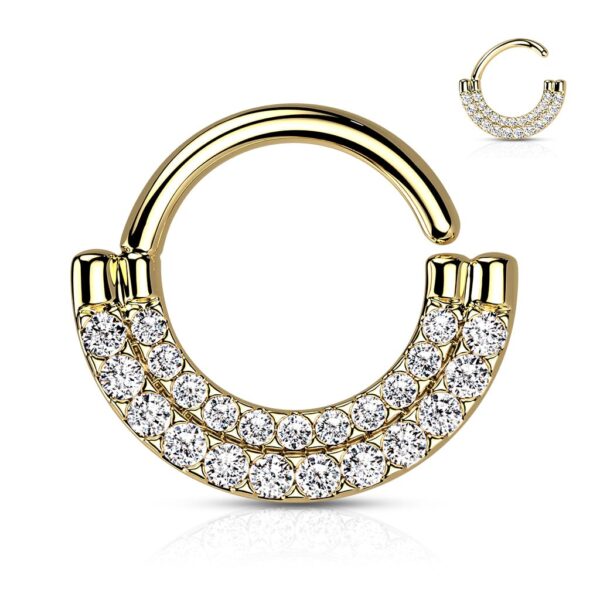 Ring van brass met dubbele CZ steentjes - Afbeelding 2