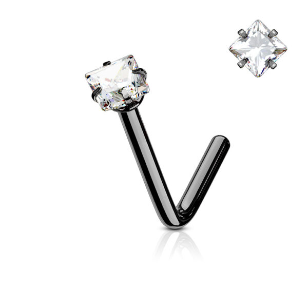 Neus stud piercing vierkant CZ prong-set - Afbeelding 10