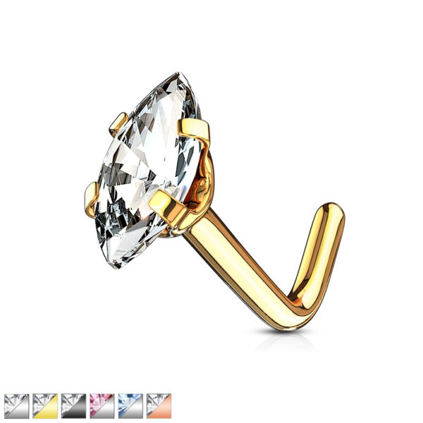 Neus stud piercing met ruit CZ prong-set