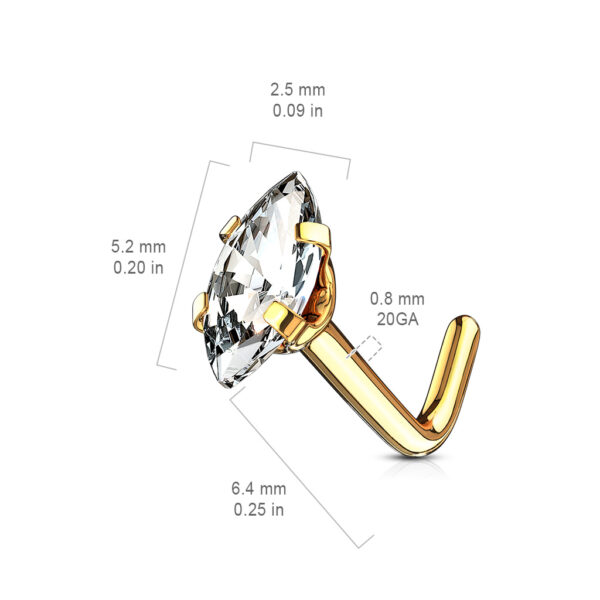 Neus stud piercing met ruit CZ prong-set - Afbeelding 2