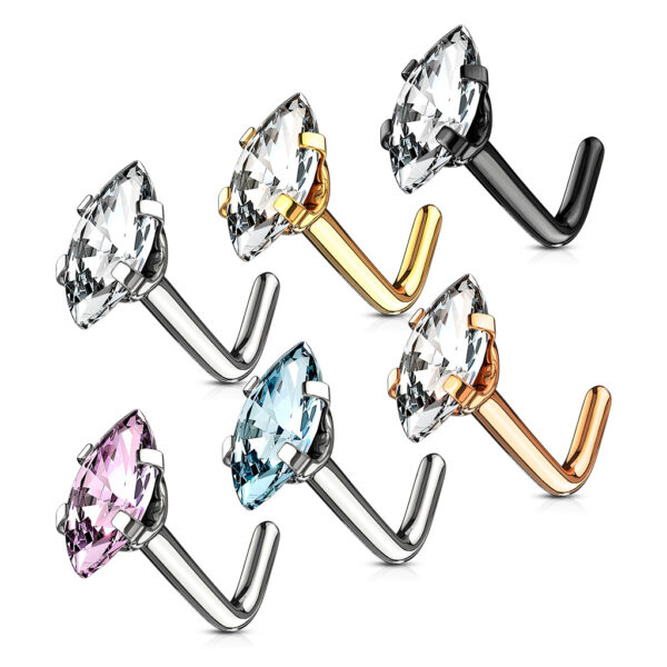 Neus stud piercing met ruit CZ prong-set - Afbeelding 3