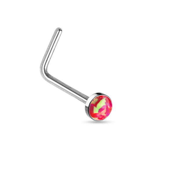 Neus stud piercing met gekleurde opaal steen - Afbeelding 6