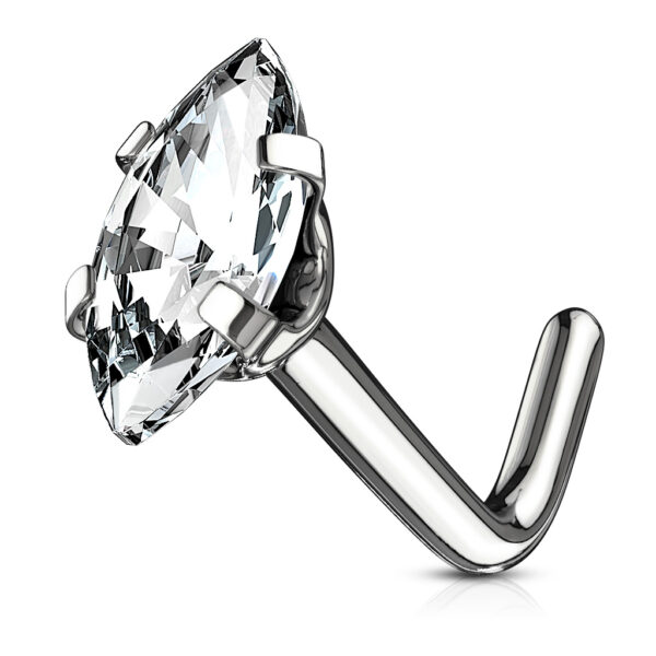 Neus stud piercing met ruit CZ prong-set - Afbeelding 7