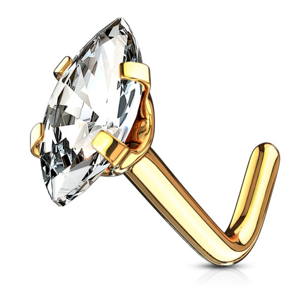 Neus stud piercing met ruit CZ prong-set - Afbeelding 8
