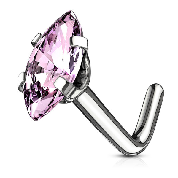 Neus stud piercing met ruit CZ prong-set - Afbeelding 10