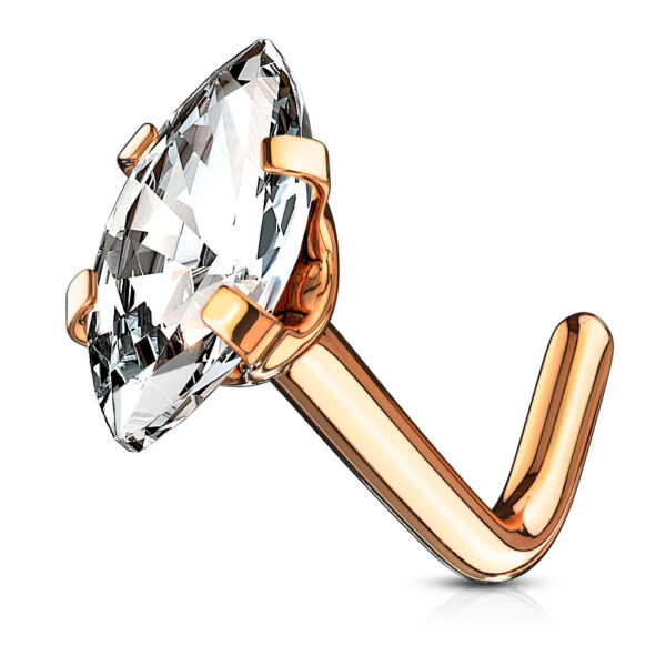 Neus stud piercing met ruit CZ prong-set - Afbeelding 12