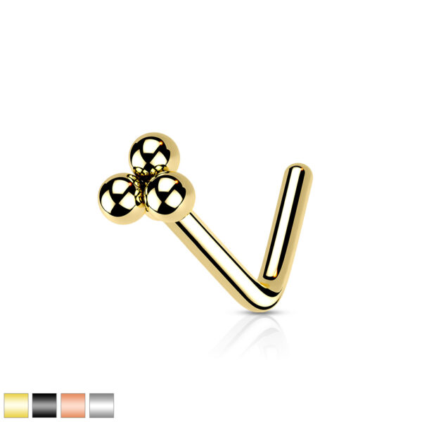 Neus stud piercing met top van 3 balletjes