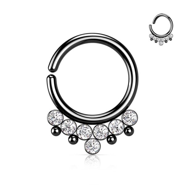 Piercing ring met 7 stralende CZ stenen en kralen - Afbeelding 5