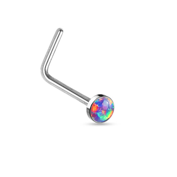 Neus stud piercing met gekleurde opaal steen - Afbeelding 7