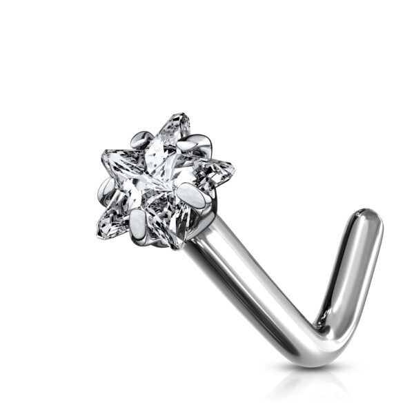 Titanium neus stud piercing met helder sterretje prong-set - Afbeelding 6