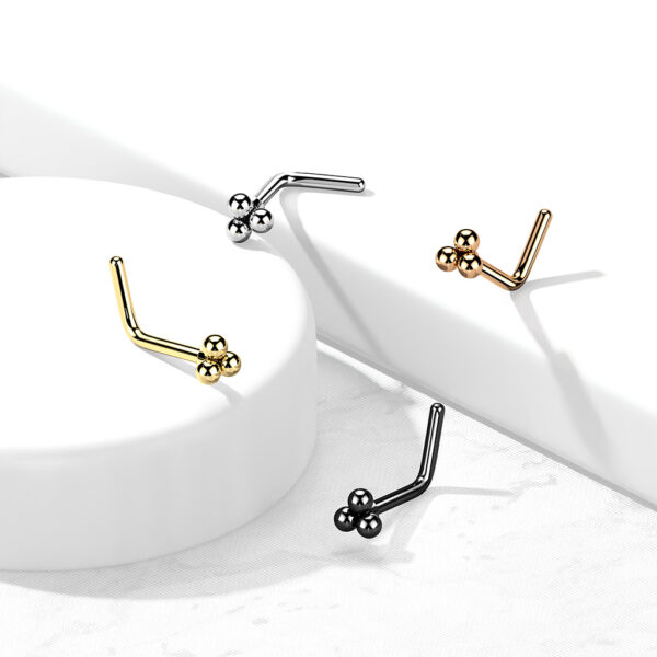 Neus stud piercing met top van 3 balletjes - Afbeelding 3