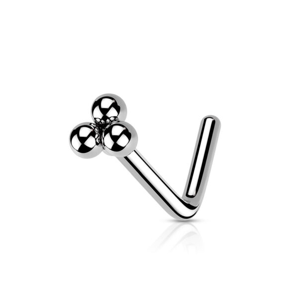 Neus stud piercing met top van 3 balletjes - Afbeelding 4