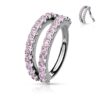 Dubbele piercing ring met ingelegde CZ steentjes - Afbeelding 12
