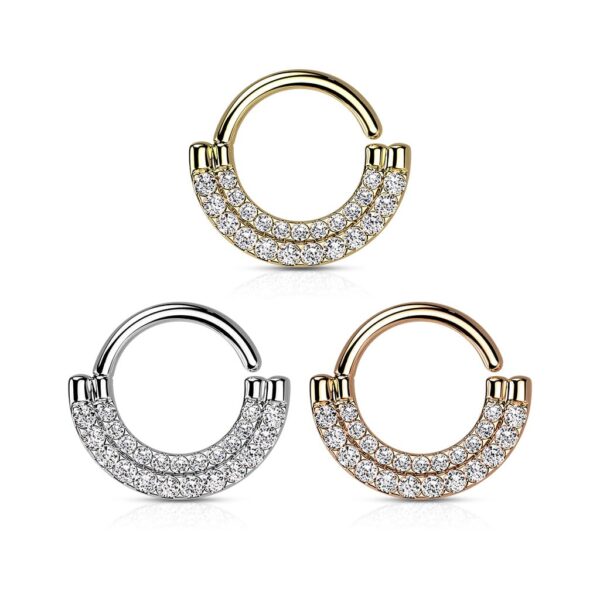 Ring van brass met dubbele CZ steentjes - Afbeelding 6