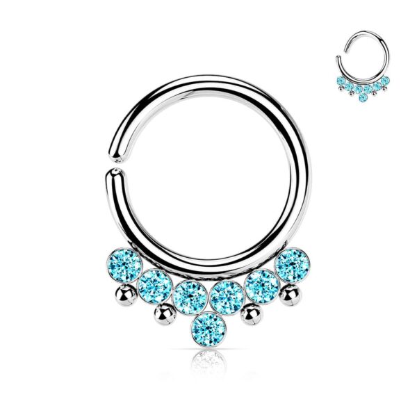 Piercing ring met 7 stralende CZ stenen en kralen - Afbeelding 7
