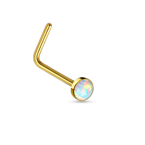 Neus stud piercing in verschillende kleuren met witte opaal steen - Afbeelding 2