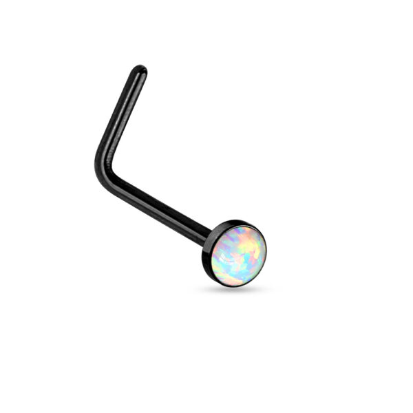 Neus stud piercing in verschillende kleuren met witte opaal steen - Afbeelding 3