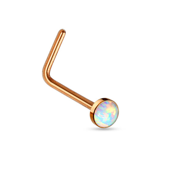 Neus stud piercing in verschillende kleuren met witte opaal steen - Afbeelding 4