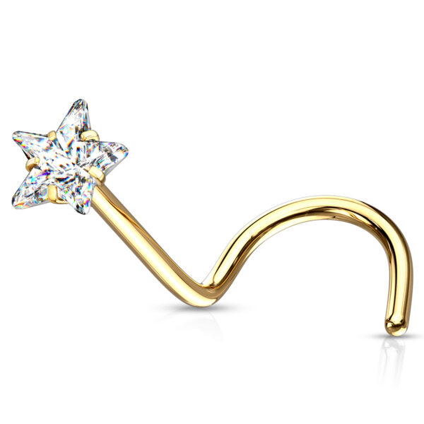 Neus screw piercing met helder ster CZ prong-set - Afbeelding 12