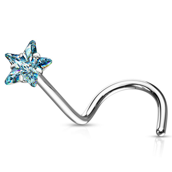 Neus screw piercing met helder ster CZ prong-set - Afbeelding 14