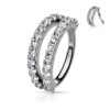 Dubbele piercing ring met ingelegde CZ steentjes - Afbeelding 15