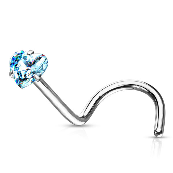 Neus screw piercing met helder hart CZ prong-set - Afbeelding 14