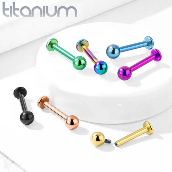 Intern geschroefde labret piercing van titanium met coating in verschillende kleuren - Afbeelding 5