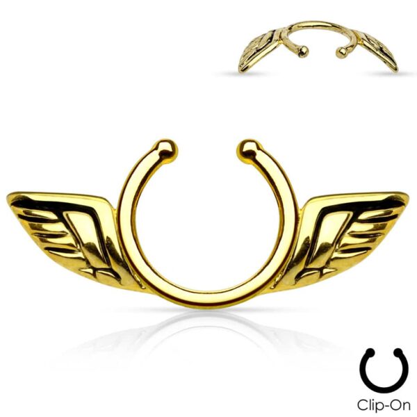Fake clip-on piercing ring met engelen vleugelen in verschillende kleuren - Afbeelding 2