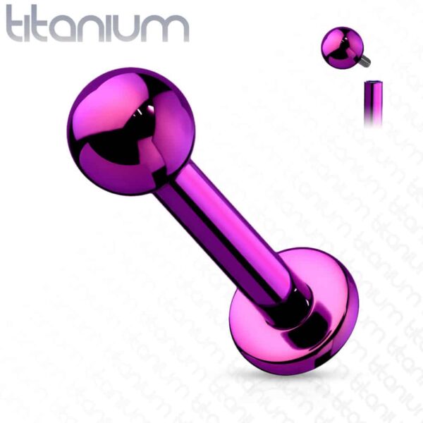 Intern geschroefde labret piercing van titanium met coating in verschillende kleuren - Afbeelding 6