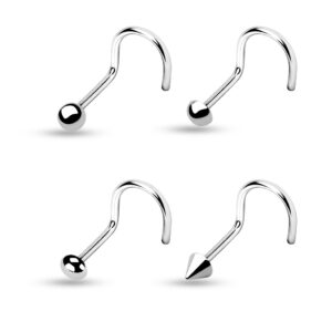 Zilverkleurige neus screw met verschillende tops