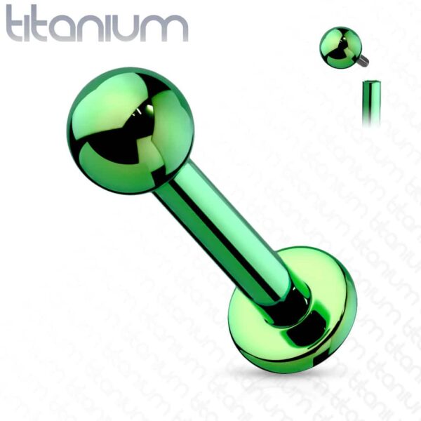 Intern geschroefde labret piercing van titanium met coating in verschillende kleuren - Afbeelding 8