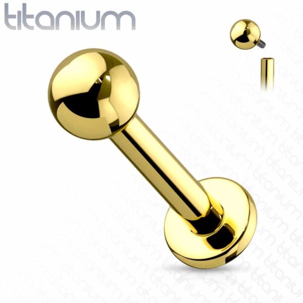 Intern geschroefde labret piercing van titanium met coating in verschillende kleuren - Afbeelding 9