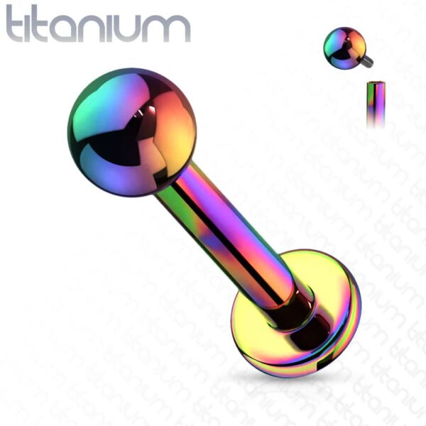 Intern geschroefde labret piercing van titanium met coating in verschillende kleuren - Afbeelding 12
