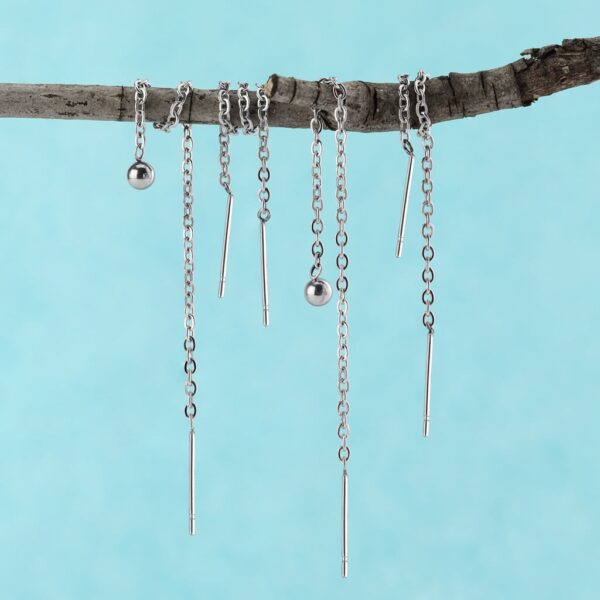 Threader oorbellen met ketting en staafje - Afbeelding 2