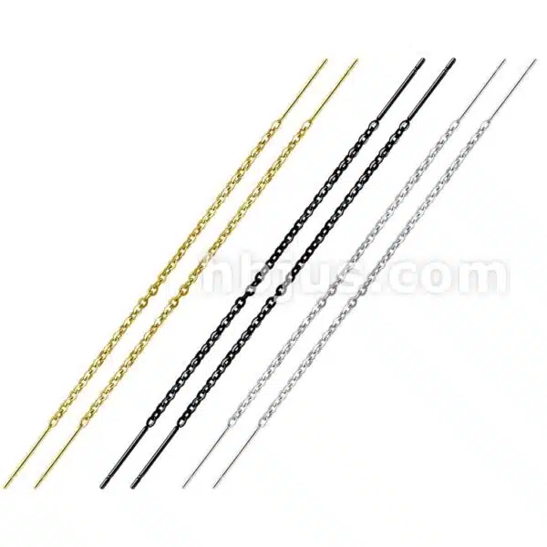 Threader oorbellen met ketting en staafje - Afbeelding 3